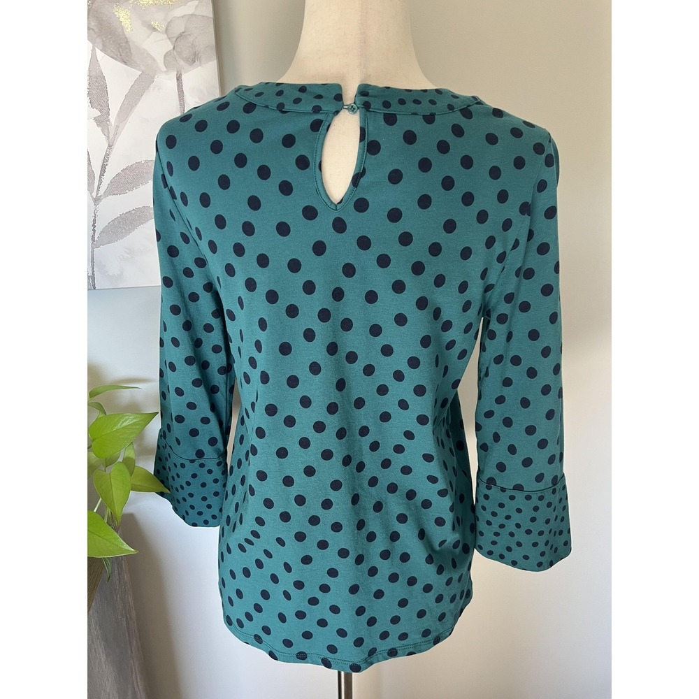 Boden Polka Dot Top Womens 8‎ Blue Jersey Bell Sleeve Blouse Casual Boho - Picture 6 of 8